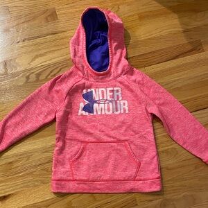 Under Armour Kids Girl Heathered Pink Logo Hoodie Sweatshirt